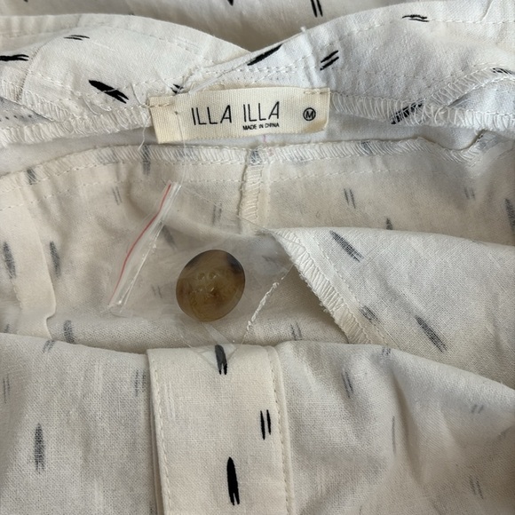 Illa Illa linen cream white pantsuit black detail button close criss cross strap - Picture 11 of 16